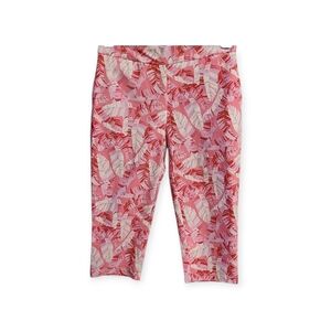 Pink Leaf Print Women's Pants